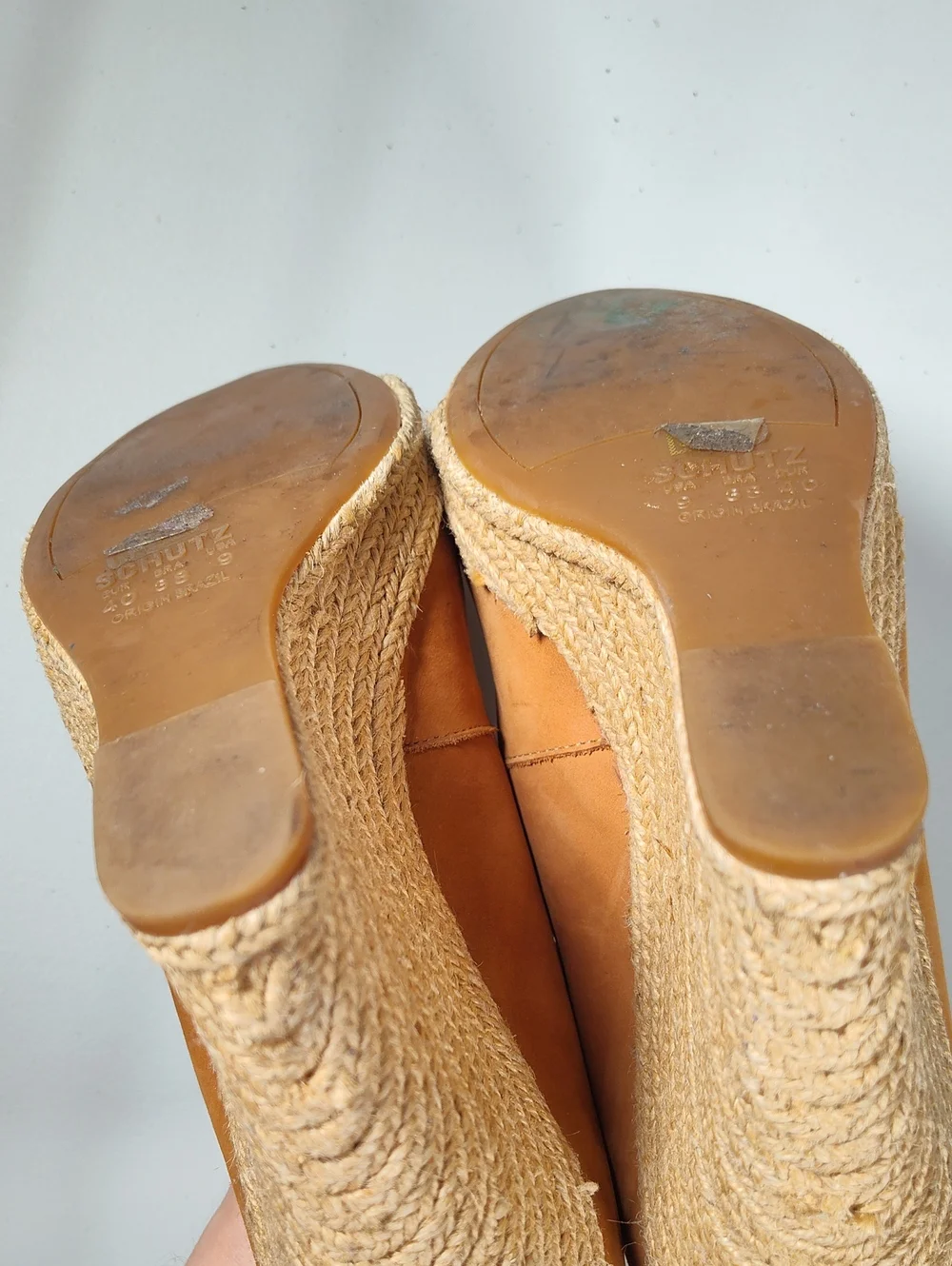 Schutz Ciara brown suede‎ high heel espadrille wedges 9